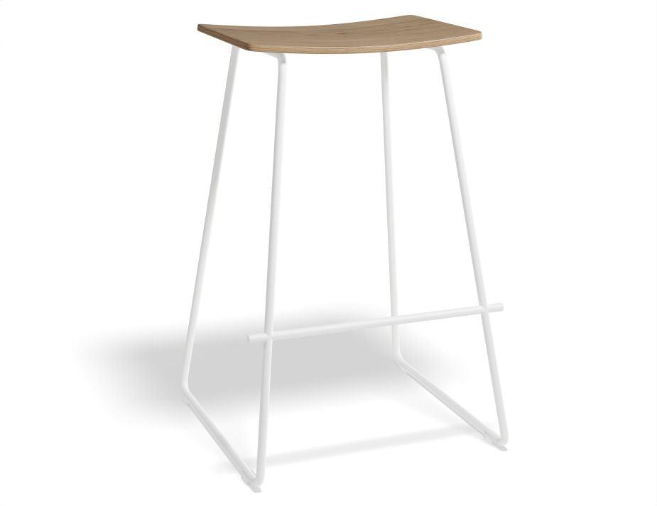 Hudson Stool - White - Natural-Level-Prime Furniture