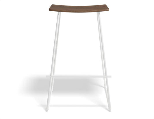 Hudson Stool - White - Walnut-Level-Prime Furniture