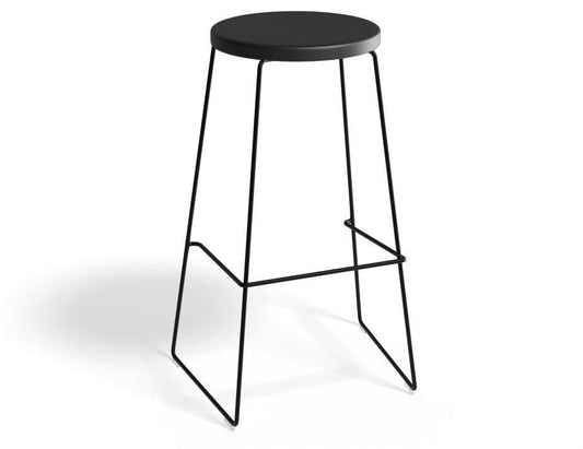 Hugo Bar Stool - Black - Black Seat - 78cm Bar Height Round Seat - B1111092279356182015365 1