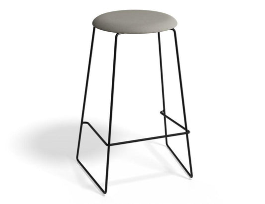 Hugo Bar Stool - Black - Fabric Seat - 67cm Kitchen Height - Light Grey Fabric Seat - B1111131259356182159335 1