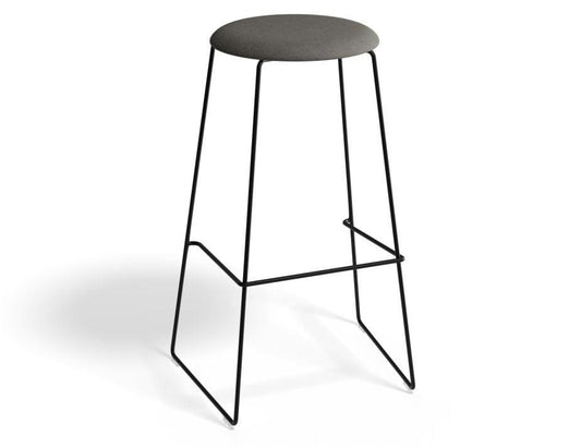 Hugo Bar Stool - Black - Fabric Seat - 77cm Bar Height - Grey Fabric Seat - B1111141269356182159557 1