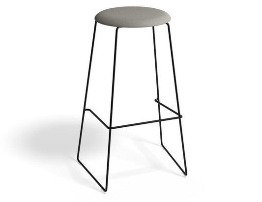 Hugo Bar Stool - Black - Fabric Seat - 77cm Bar Height - Light Grey Fabric Seat - B1111141259356182159540 1