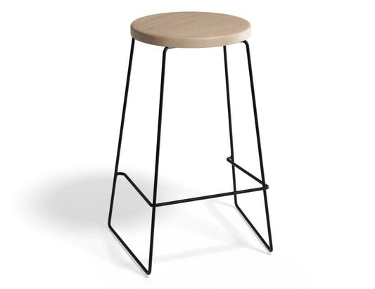 Hugo Bar Stool - Black - Natural Seat - 68cm Kitchen Height Round Seat - B1111071279356182015150 1