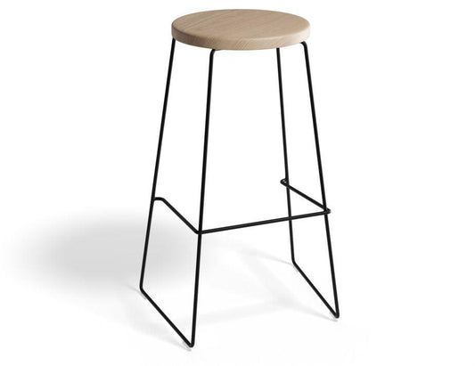 Hugo Bar Stool - Black - Natural Seat - 78cm Bar Height Round Seat - B1111072279356182015181 1