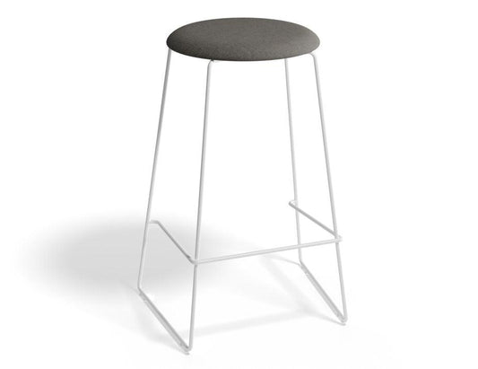 Hugo Bar Stool - White - Fabric Seat - 67cm Kitchen Height - Grey Fabric Seat - B1111132269356182159410 1