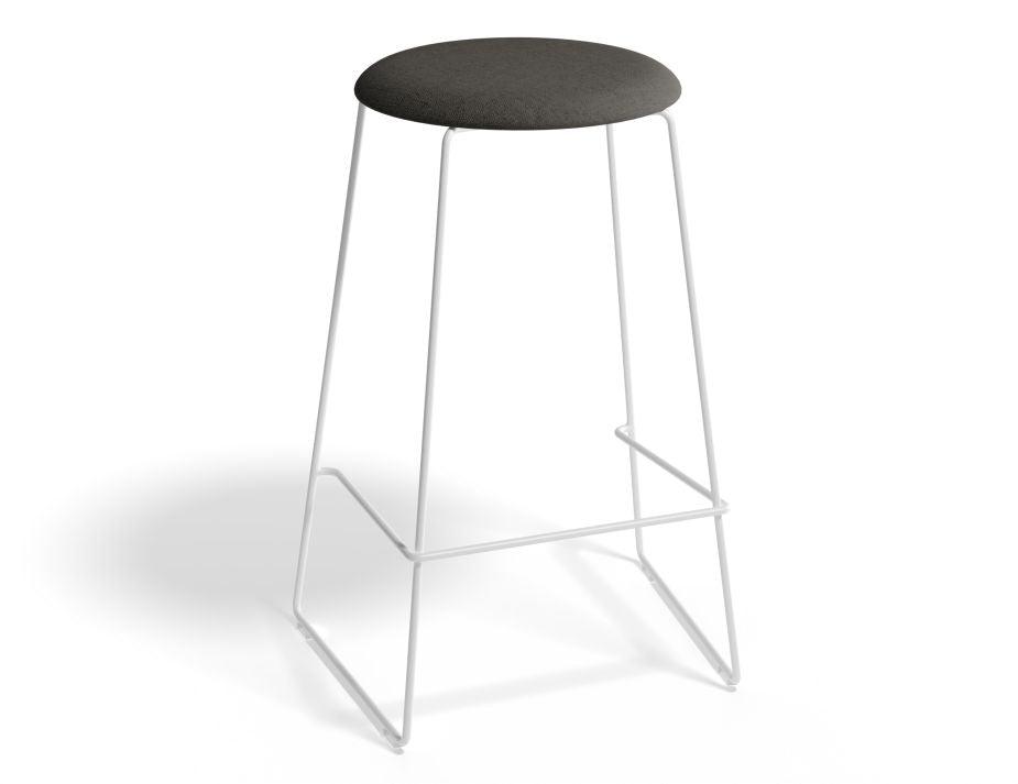 Hugo Bar Stool - White - Fabric Seat - 67cm Kitchen Height - Light Grey Fabric Seat - B1111132259356182159403 4