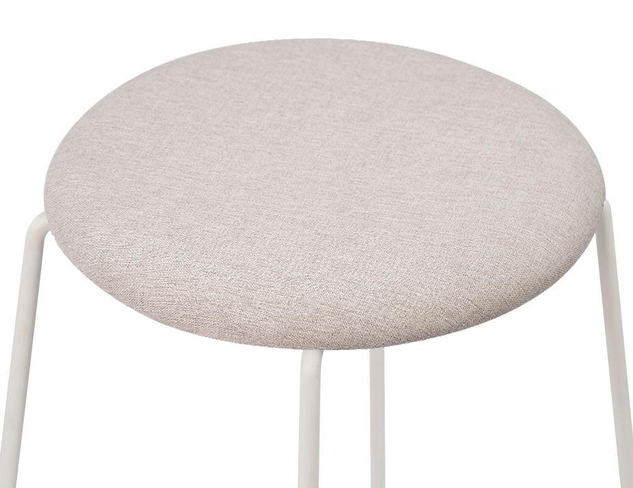 Hugo Bar Stool - White - Fabric Seat - 67cm Kitchen Height - Light Grey Fabric Seat - B1111132259356182159403 6