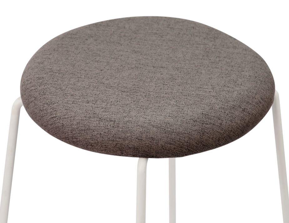 Hugo Bar Stool - White - Fabric Seat - 67cm Kitchen Height - Light Grey Fabric Seat - B1111132259356182159403 7