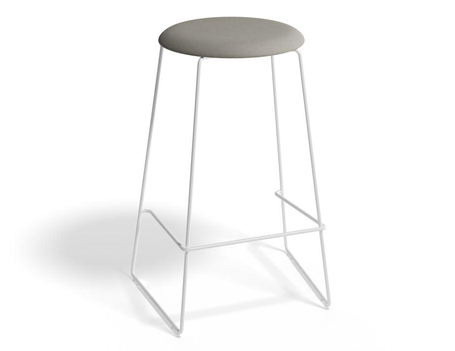 Hugo Bar Stool - White - Fabric Seat - 67cm Kitchen Height - Light Grey Fabric Seat - B1111132259356182159403 1