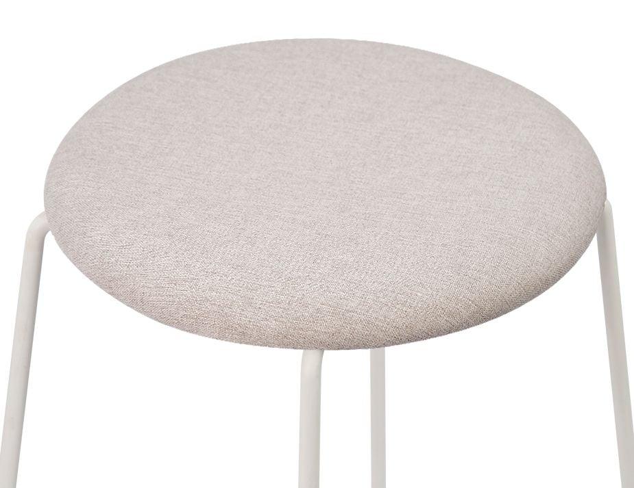 Hugo Bar Stool - White - Fabric Seat - 77cm Bar Height - Grey Fabric Seat - B1111142269356182159625 7