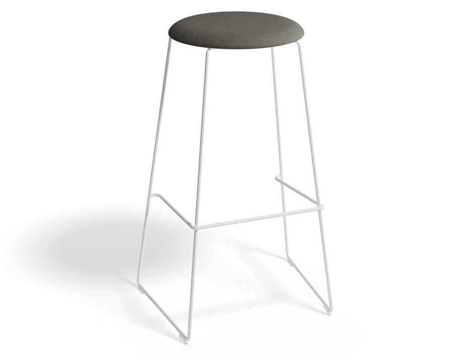 Hugo Bar Stool - White - Fabric Seat - 77cm Bar Height - Grey Fabric Seat - B1111142269356182159625 1