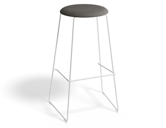 Hugo Bar Stool - White - Fabric Seat - 77cm Bar Height - Grey Fabric Seat - B1111142269356182159625 1