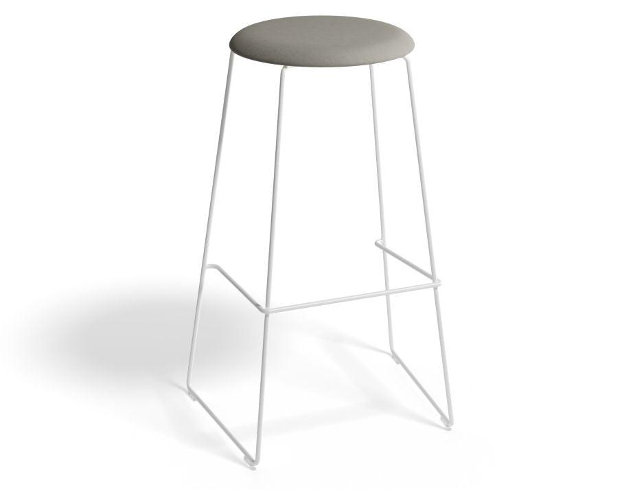 Hugo Bar Stool - White - Fabric Seat - 77cm Bar Height - Light Grey Fabric Seat - B1111142259356182159618 1