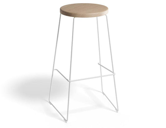 Hugo Bar Stool - White - Natural Seat - 78cm Bar Height Round Seat - B1111072679356182015198 1