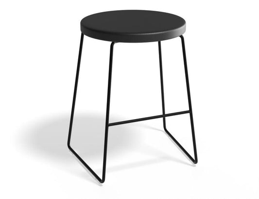 Hugo Low Stool - Black - Black Seat - 46cm Low Stool Round Black Seat - B1111090279356182015303 1