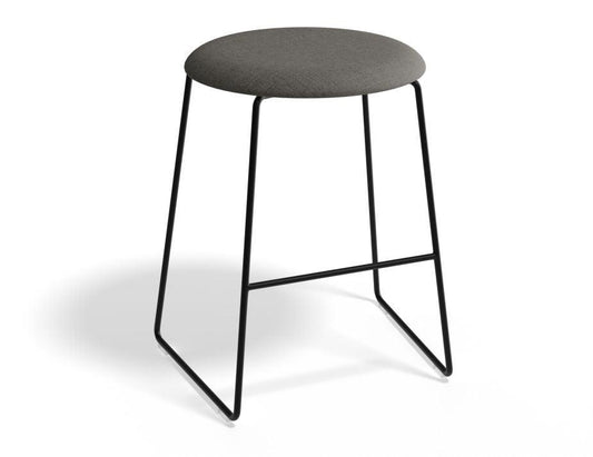 Hugo Low Stool - Black - Fabric Seat - 46cm Round Grey Fabric Seat - B1111121269356182159137 1