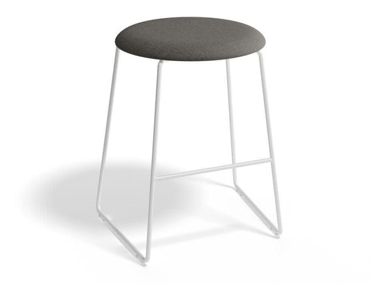 Hugo Low Stool - White - Fabric Seat - Grey Fabric Seat - B1111122269356182159205 1