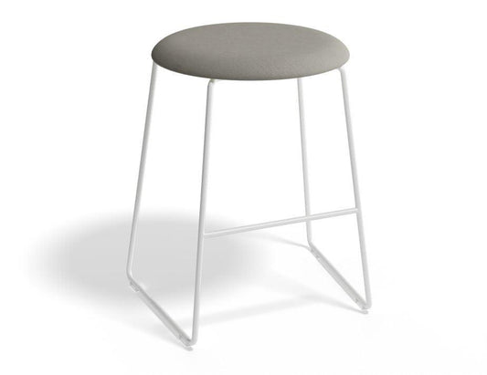 Hugo Low Stool - White - Fabric Seat - Light Grey Fabric Seat - B1111122259356182159199 1