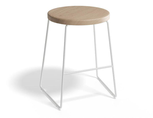 Hugo Low Stool - White - Natural Seat - 46cm Round Natural Seat - B1111070679356182015136 1