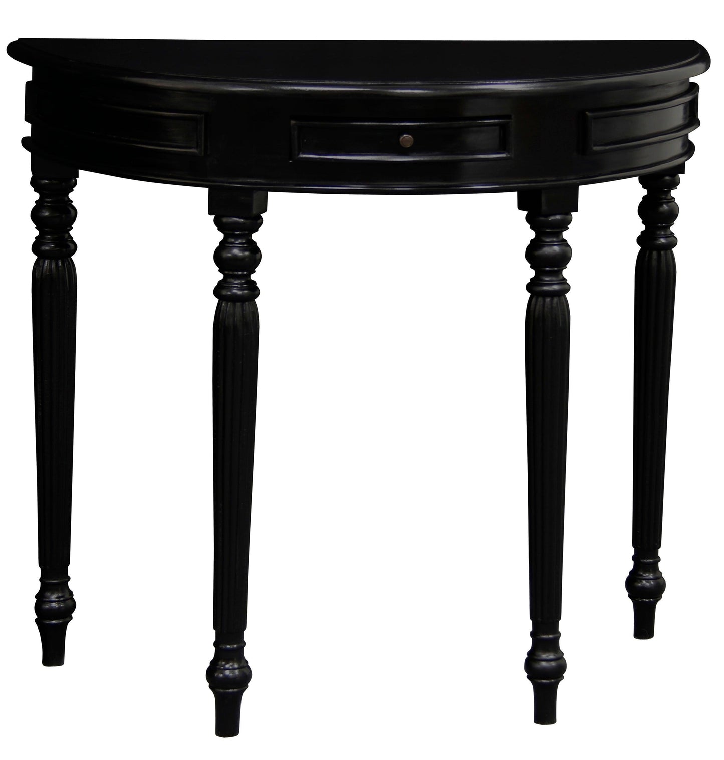 Huntley Turn Leg Half Round Sofa Table (Black) - TableT 28 (B)754169490942 2