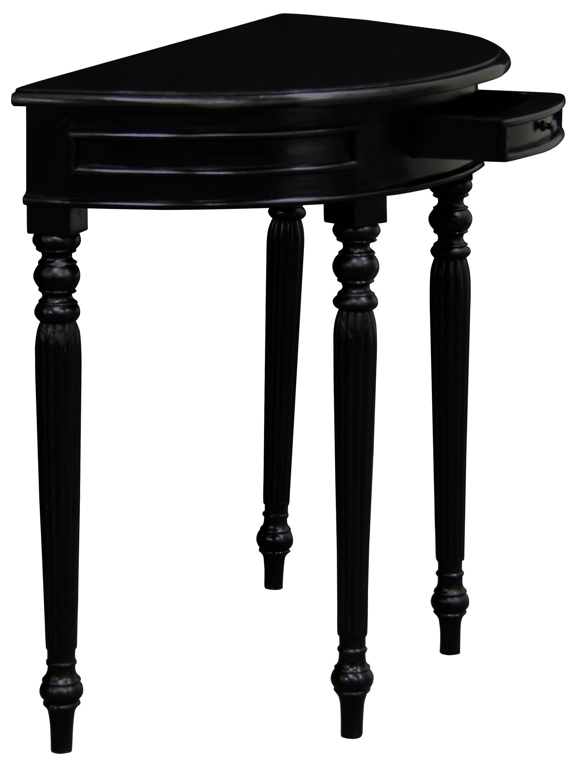 Huntley Turn Leg Half Round Sofa Table (Black) - TableT 28 (B)754169490942 1