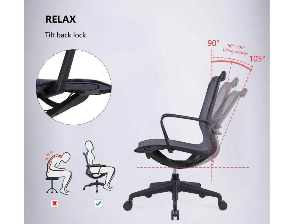 Lunar Low Back Office Chair - Black Frame - Black Mesh-Level-Prime Furniture