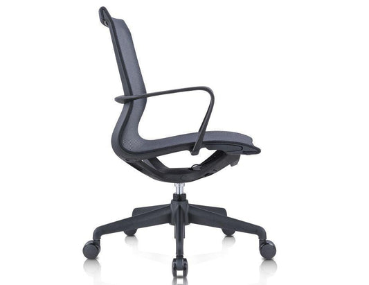 Lunar Low Back Office Chair - Black Frame - Black Mesh-Level-Prime Furniture