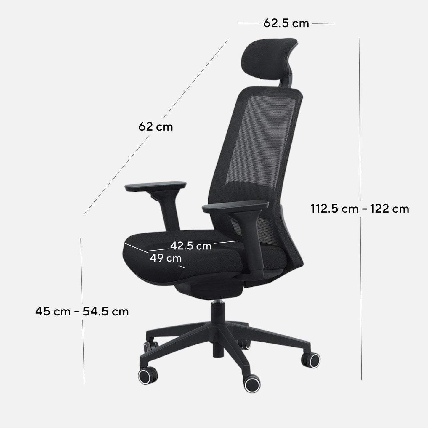 Mesh Office Chair - Full Black - Office/Gaming ChairsOC8504-LF 9