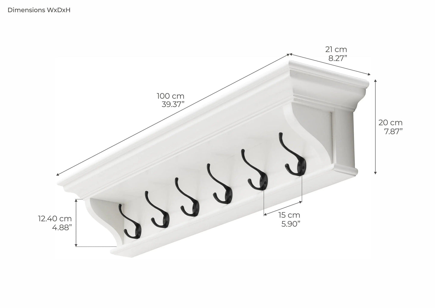 NovaSolo 6 Hook Coat Rack 100cm - Coat RackD1698994921002736 2