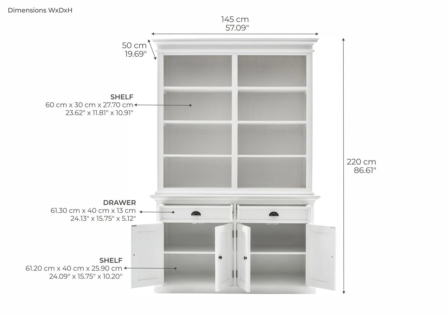 NovaSolo Buffet Hutch Unit with 8 Shelves - BuffetBCA6098994921003511 2