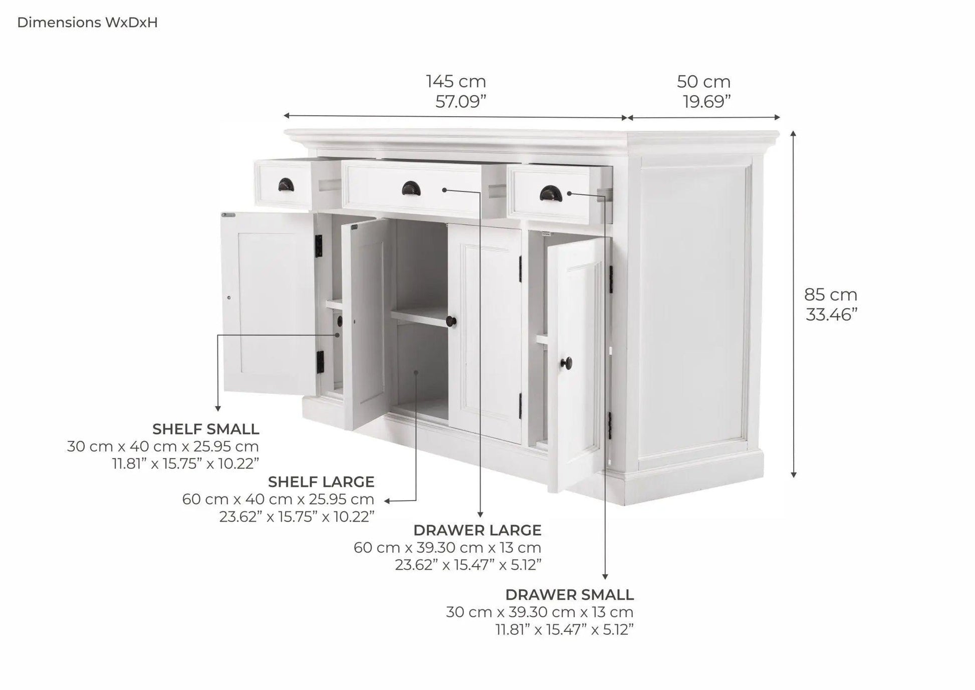 NovaSolo Buffet with 4 Doors 3 Drawers B192 - BuffetB1928994921002811 1