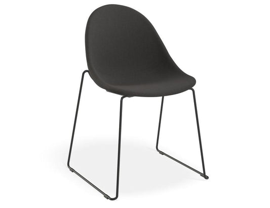 Pebble Anthracite Fabric Upholstered Chair - Sled Base - Black-Level-Prime Furniture