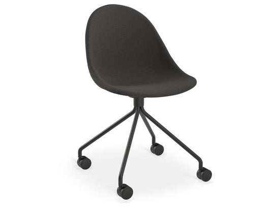 Pebble Anthracite Fabric Upholstered Chair - Pyramid Fixed Base with Castors - Black - C1005224039356182171696 1