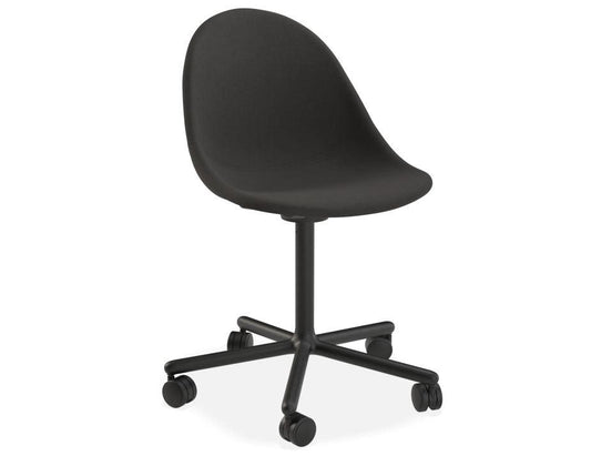 Pebble Anthracite Fabric Upholstered Chair - Swivel Base w Castors - Black - C1005226039356182161765 1