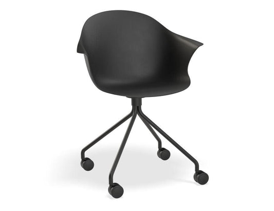 Pebble Armchair Black with Shell Seat - Pyramid Fixed Base with Castors - C1005255279356182162540 1