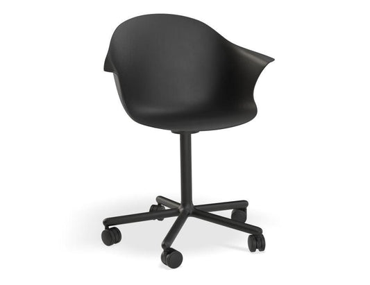 Pebble Armchair Black with Shell Seat - Swivel Base with Castors - C1005259279356182162861 1