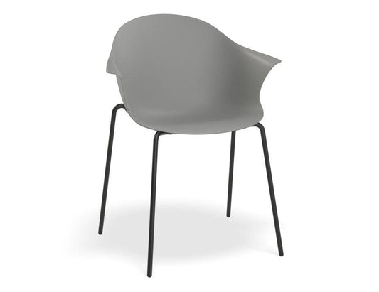 Pebble Armchair Grey with Shell Seat - 4 Post Base with Black Legs - C1005252449356182162335 1