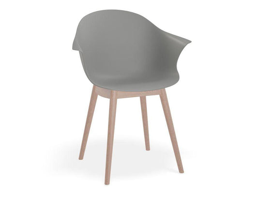 Pebble Armchair Grey with Shell Seat - Natural Beechwood Base - C1005253449356182162410 1