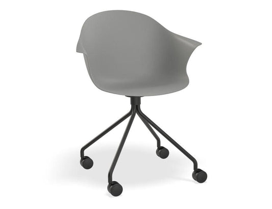 Pebble Armchair Grey with Shell Seat - Pyramid Fixed Base with Castors - C1005255449356182162571 1