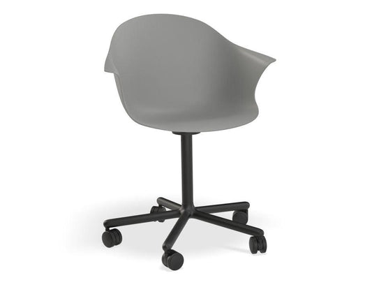 Pebble Armchair Grey with Shell Seat - Swivel Base with Castors - C1005259449356182162892 1