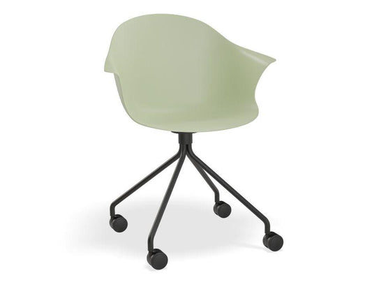 Pebble Armchair Mint Green with Shell Seat - Pyramid Fixed Base with Castors - C1005255379356182162564 1