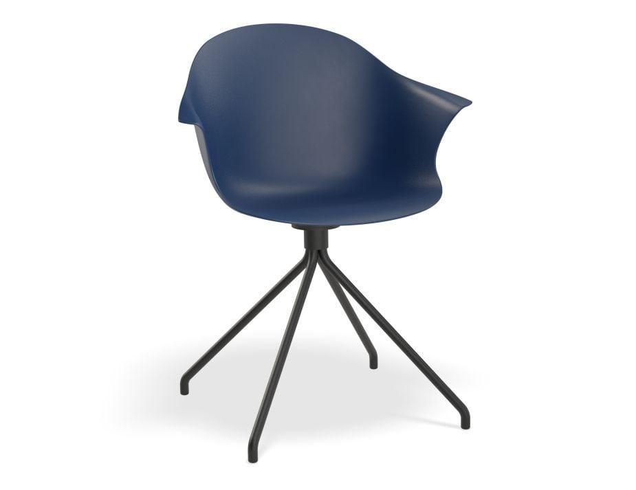 Pebble Armchair Navy Blue with Shell Seat - 4 Post Base with Black Legs - C1005252549356182162342 5