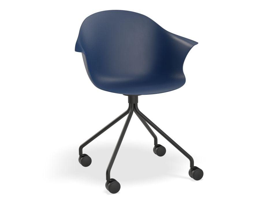 Pebble Armchair Navy Blue with Shell Seat - 4 Post Base with Black Legs - C1005252549356182162342 6