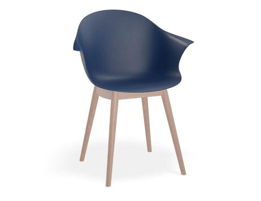 Pebble Armchair Navy Blue with Shell Seat - Natural Beechwood Base - C1005253549356182162427 1