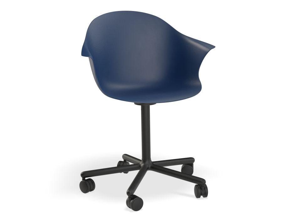 Pebble Armchair Navy Blue with Shell Seat - Swivel Base with Castors - C1005259549356182162908 1