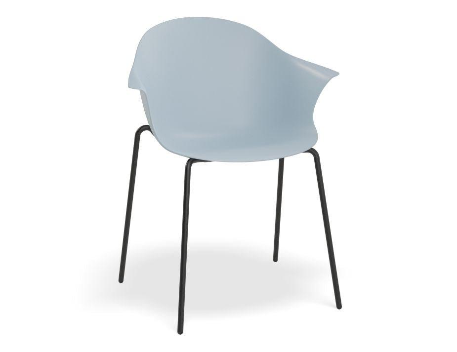 Pebble Armchair Pale Blue with Shell Seat - 4 Post Base with Black Legs - C1005252299356182162311 1