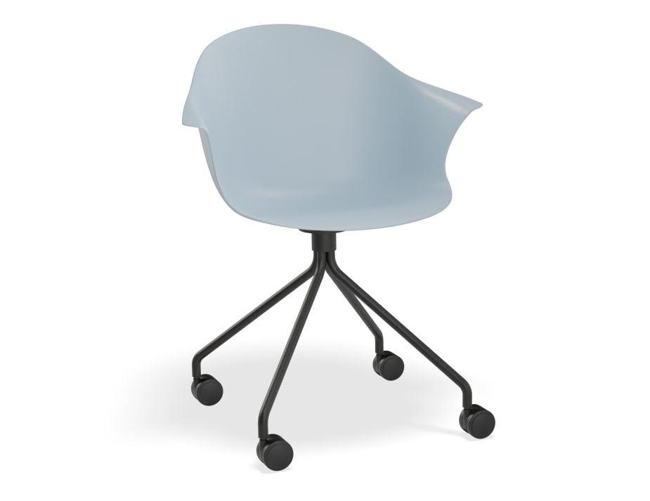 Pebble Armchair Pale Blue with Shell Seat - 4 Post Base with Black Legs - C1005252299356182162311 7