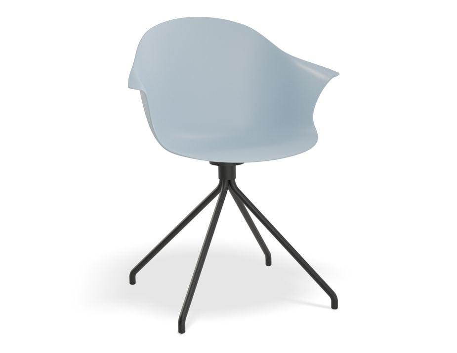 Pebble Armchair Pale Blue with Shell Seat - 4 Post Base with Black Legs - C1005252299356182162311 6