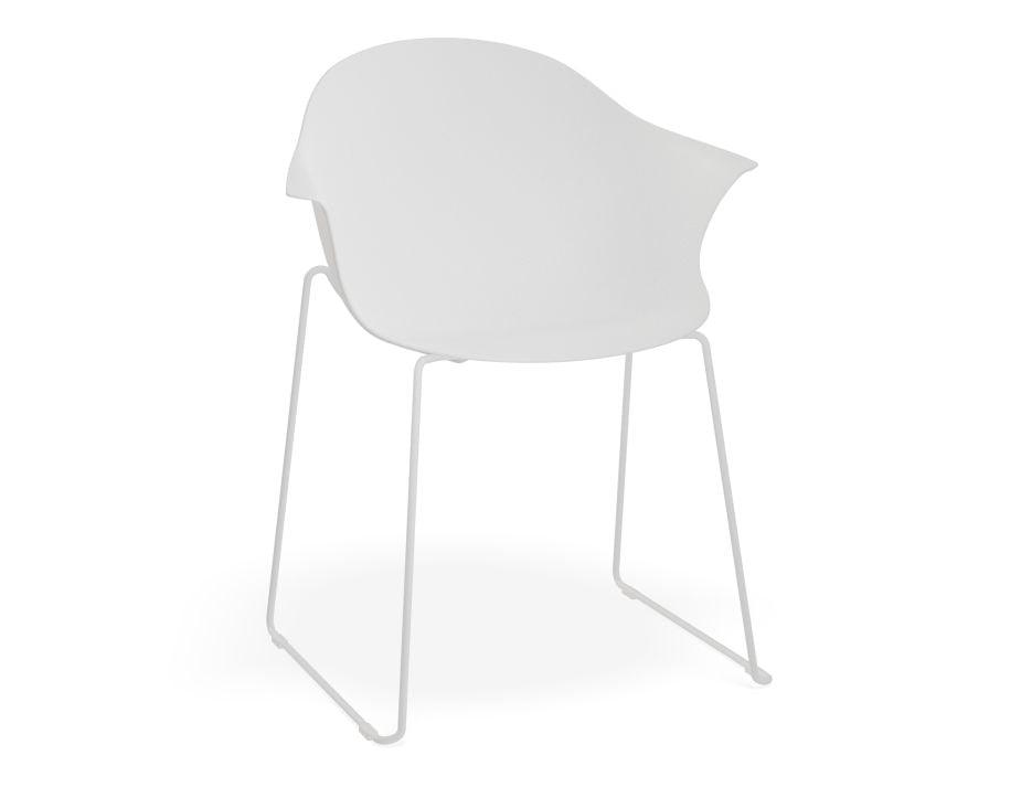 Pebble Armchair White with Shell Seat - 4 Post Base with Black Legs - C1005252679356182162366 5