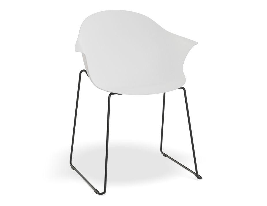 Pebble Armchair White with Shell Seat - Pyramid Fixed Base with Castors - C1005255679356182162601 7